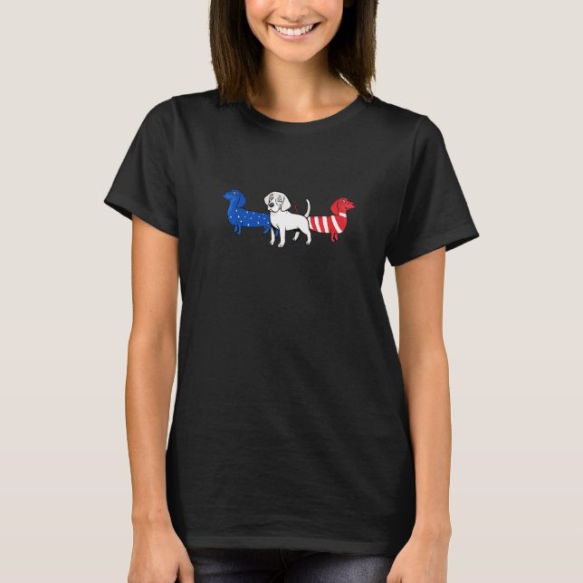 T-shirt Dachshund Us American Chien 4 juillet (Devant)