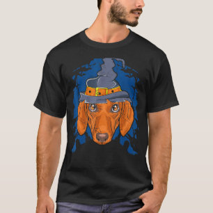 T-shirt Dachshund Witch Halloween Saucisse Wiener Chien