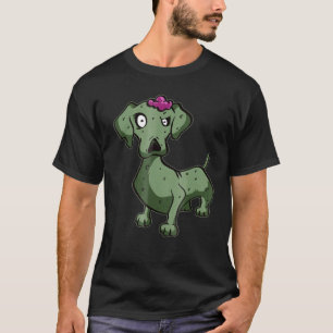 T-shirt Dachshund Zombie Vivant Halloween Mort