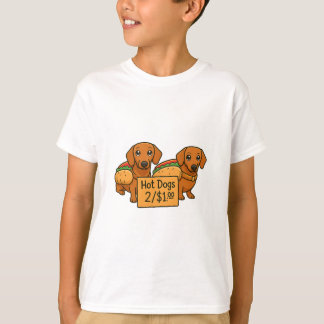 T-shirt Dachshunds de dessin animé en hot dogs