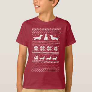 T-shirt Dachshunds Love Joy Peace Wiener Chiens Noël