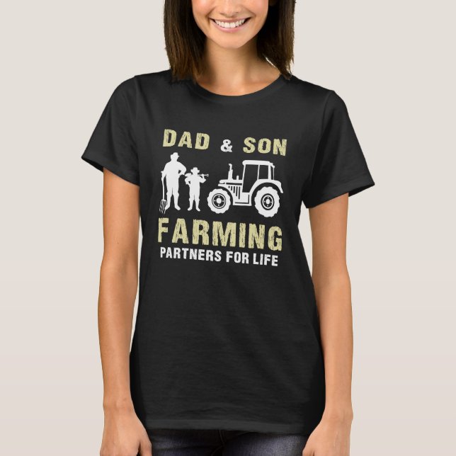 T-shirt Dad And Son Farming Partners For Life Farmer Fathe (Devant)