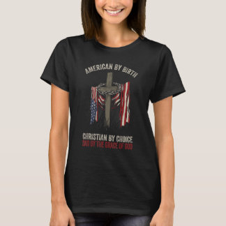 T-shirt Dad by the Grace of God American Flag