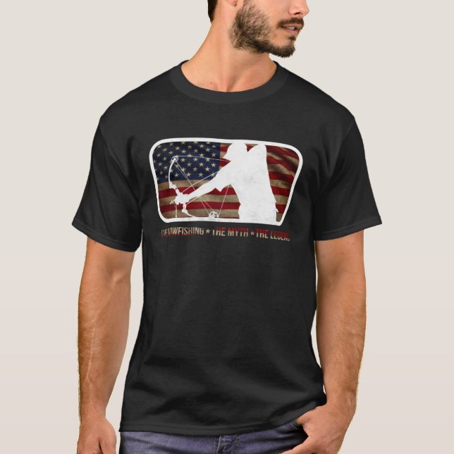 T-shirt Dad the bowfishing the myth the legend Flag americ (Devant)