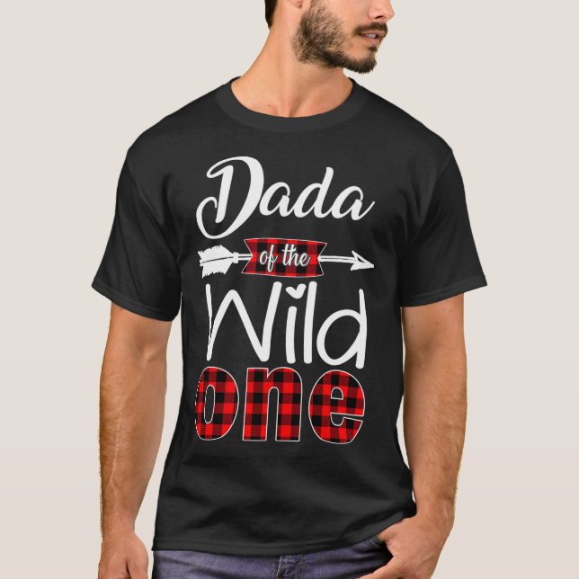 T-shirt Dada Of The Wild One Buffalo Plaid Red 1St Birthda (Devant)