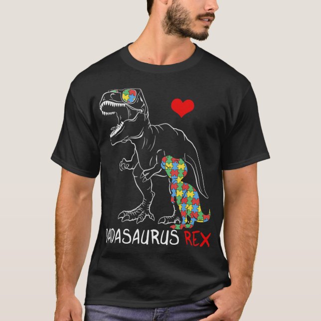 T-shirt Dadasaurus Daddy Rex Sensibilisation sur l'autisme (Devant)