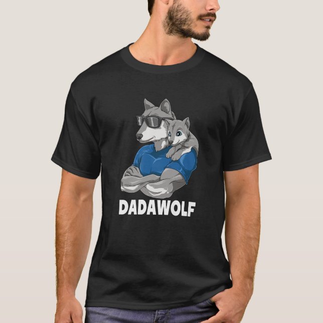 T-shirt Dadawolf Wolf Papa Et Baby Papa Fête des pères Pou (Devant)