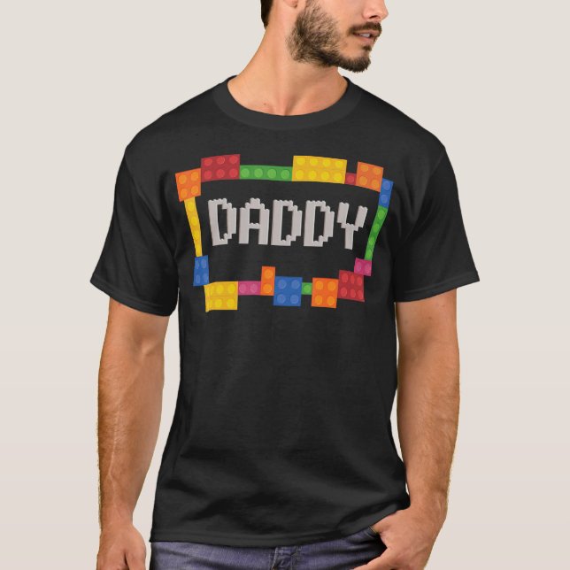 T-shirt Daddy Blocks Master Builder Brick Builder Birthd (Devant)