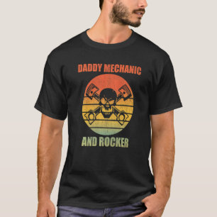 T-shirt Daddy Mechanic Et Rocker Retro Sunset