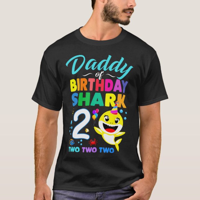 T-shirt Daddy Of Birthday Shark 2nd Matching Oufit Party F (Devant)