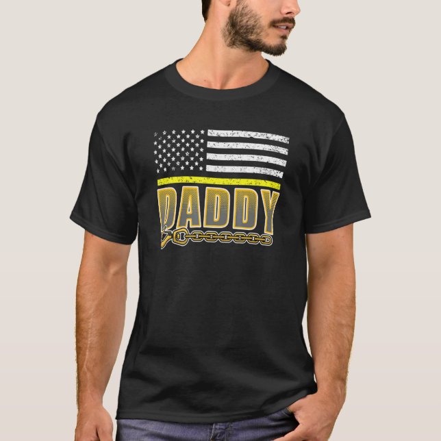 T-shirt Daddy Yellow Thin Line 911 Police Dispatcher Tow T (Devant)