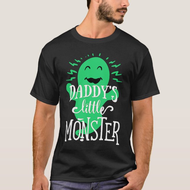 T-shirt Daddy's Little Monster  Halloween  Green Ghost  1 (Devant)