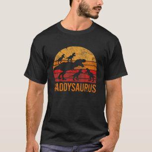 T-shirt Daddysaurus Daddy Dinosaur Quatre Enfants Fête de