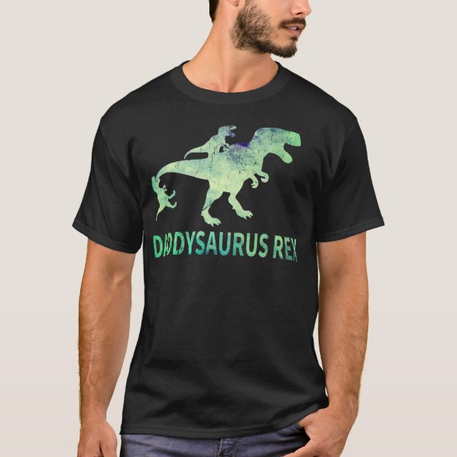 T-shirt Daddysaurus T Rex Dinosaur Daddy Saurus Dad 2 Two  (Devant)