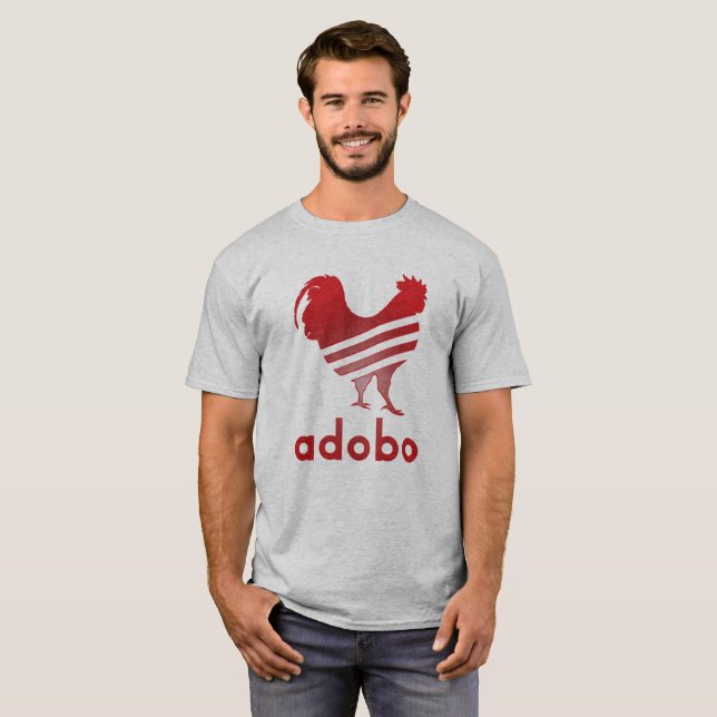T-shirt d'Adobo, rouge, conception d'éclaboussure (Devant entier)