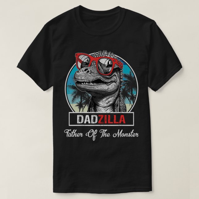 T-shirt Dadzilla Dinosaur Hommes lunettes Retro Père Vinta (Design devant)