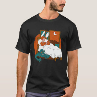 T-shirt Daemon Hiding under a kids bed  Cool Retro Story