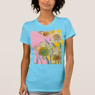 T-shirt Daffodique Jaune Daffodique Floral Aquarelle Flowe
