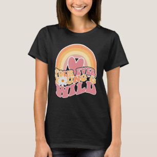 T-shirt Daisy Birthday Four Ever Young and Wild Boho 4th B
