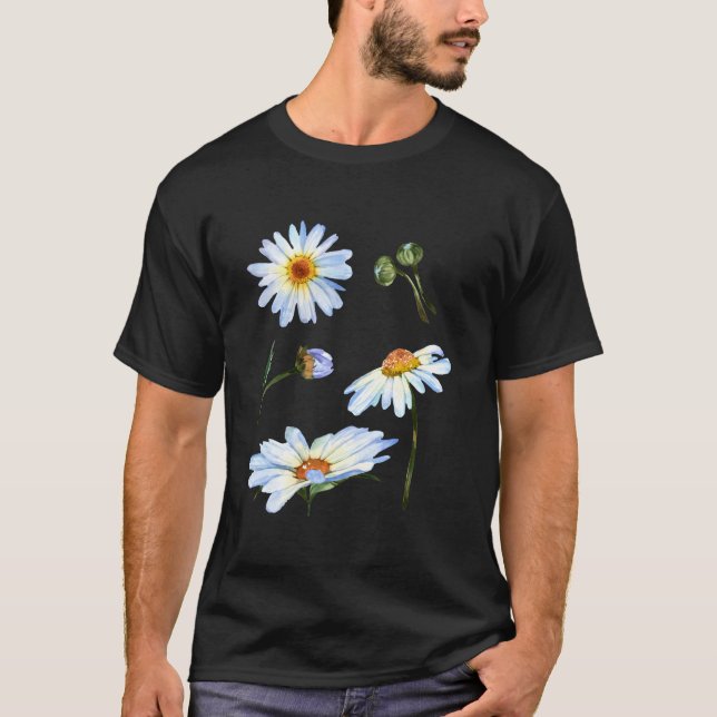 T-shirt Daisy Flower Motif For Botanical Sketch Floral (Devant)