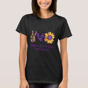 T-shirt Daisy Peace Love Cure Epilepsy Awareness Purple Ri