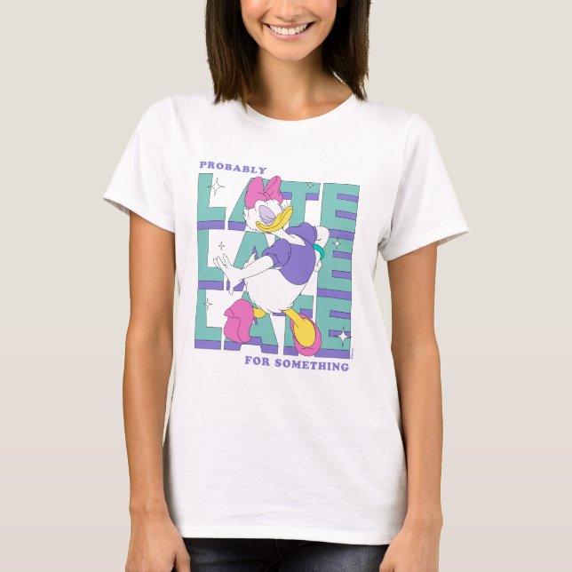 T-shirt Daisy "Probably Late" Retro Statement Graphic (Devant)