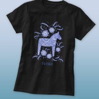 Dala Suédoise Cheval Folk Art Bleu Nom Personnalis
