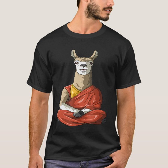 T-shirt Dalaï Llama Méditant Alpaga bouddhiste Llama Yoga  (Devant)