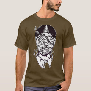 T-shirt Dali Surreal Noir Retro Eyes sur le visage Tattoo