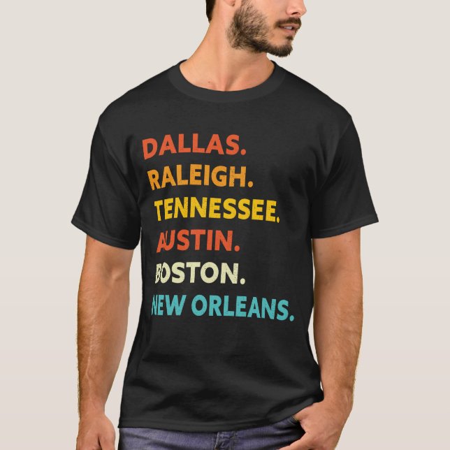 T-shirt Dallas Raleigh Tennessee Austin Boston Nouvelle-Or (Devant)