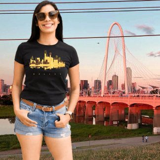T-shirt Dallas Texas Bridge Coucher de soleil doré Tee de 