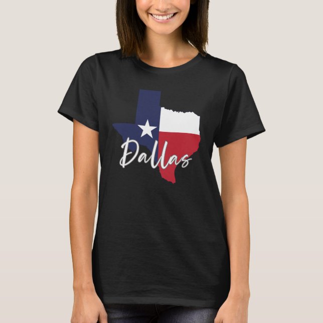 T-shirt Dallas, Texas Drapeau Carte noir femmes (Devant)