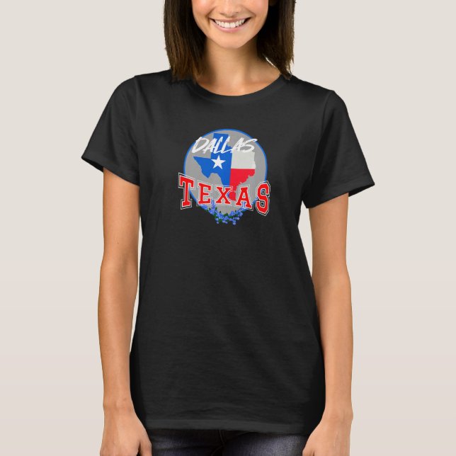 T-shirt Dallas Texas en rouge blanc et bleu Bonnet Flower (Devant)