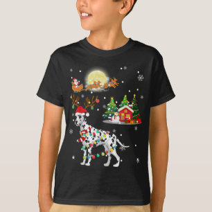 T-shirt DALMATIE Chien clair sapin de Noël Arbre de rennes