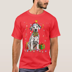 T-shirt Dalmatie Père Noël Funny Noël Arbre Lumières Noël