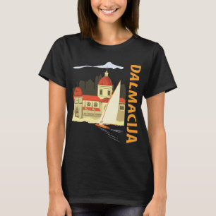 T-shirt Dalmatie Voilier Orange Voyage Rétro