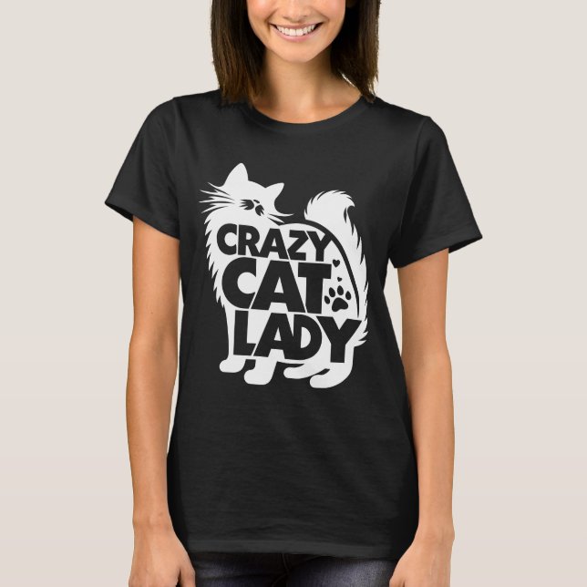 T-shirt Dame aux chats folle (Devant)