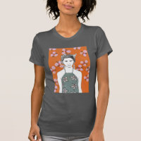 Dame aux fleurs roses - Orange