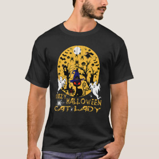 T-shirt Dame Chats de Halloween Folle Nuit Épouvantable d'