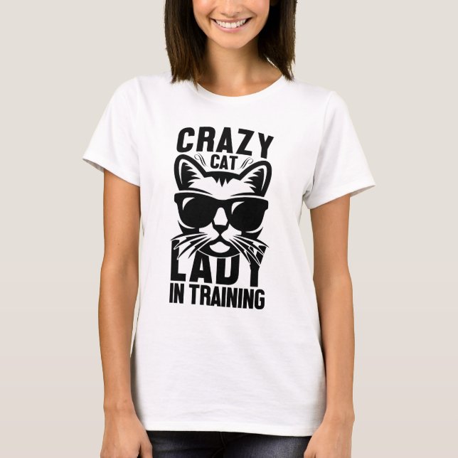 T-shirt Dame Crazy Cat En Formation (Devant)