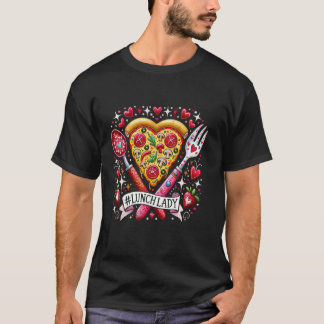 T-shirt Dame de cantine Pizza cœur travailleuse de cafétér