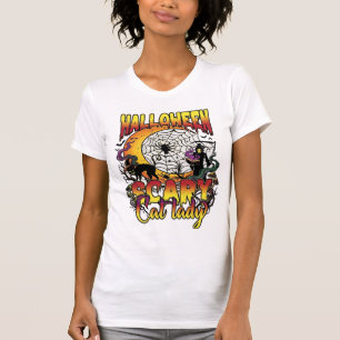 T-shirt Dame de chat effrayante Halloween Faucheuse Lune M