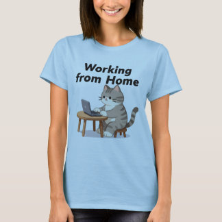 T-shirt Dame de chat folle et drôle travaillant à domicile