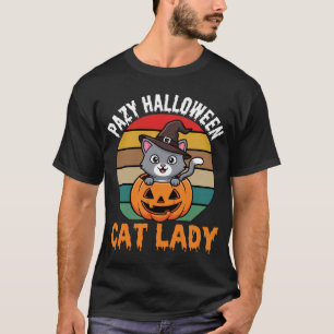 T-shirt Dame de chat Halloween Sorcière Citrouille Design