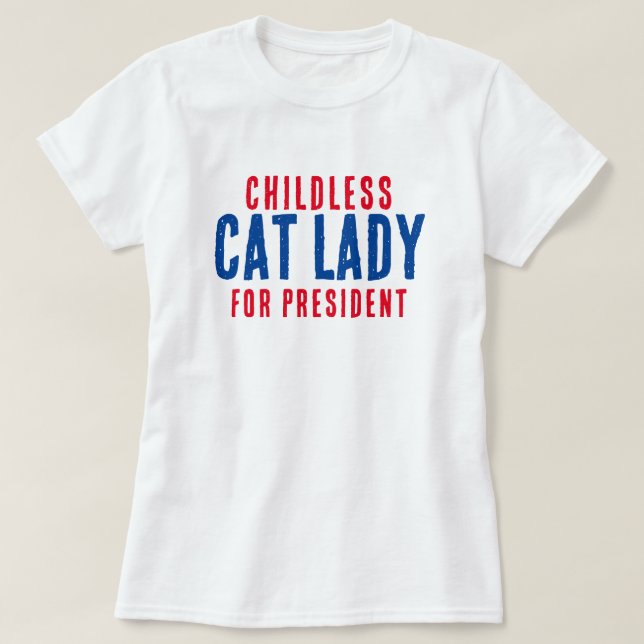 T-shirt Dame de chat sans enfant pour le président Kamala  (Design devant)