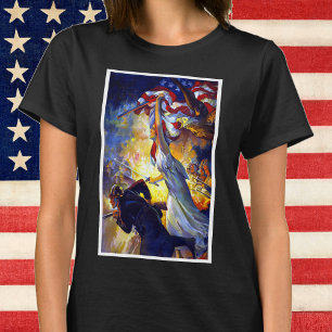 T-shirt Dame de la Liberté patriotique vintage Drapeau amé