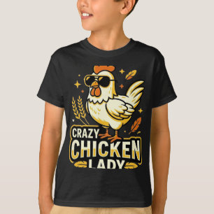 T-shirt Dame de poulet folle Lunettes de soleil de poulet 