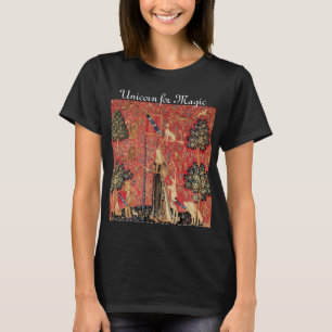 T-shirt DAME ET LICORNE POUR LA MAGIE Fleurs Fantasy,Anima