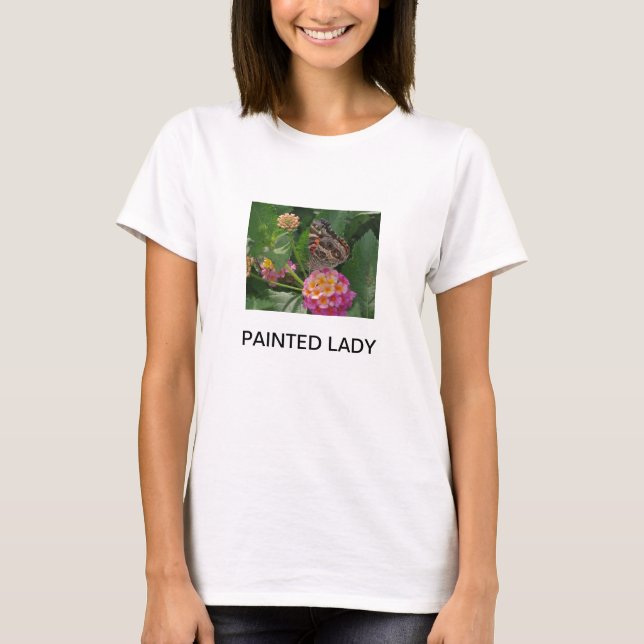 T-SHIRT DAME PEINTE BUTTERFLY ON LANTANA FLOWERS (Devant)