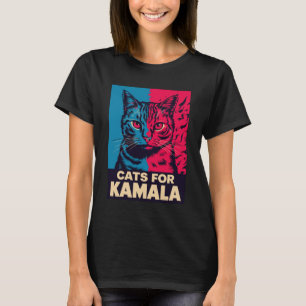 T-shirt Dame sans enfants et avec un chat vote Kamala Harr